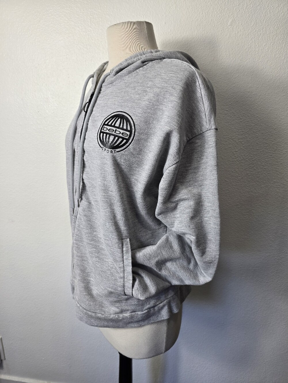 Y2k.bebe Light Gray Full-Zip Hoodie with Logo - Picture 3 of 7
